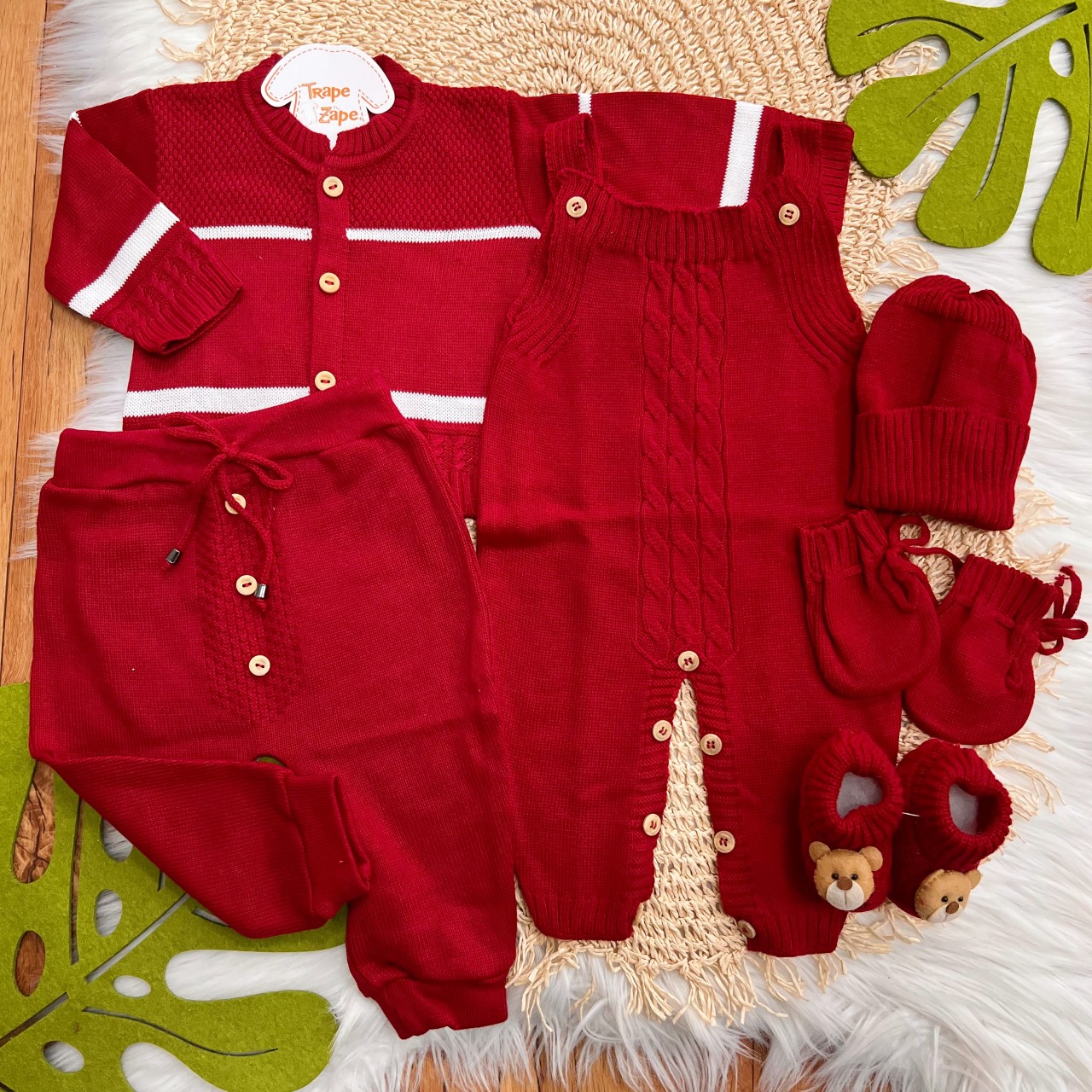  Kit Algodão Doce - Vermelho com Ursinho